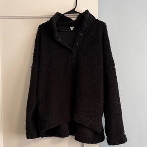 aerie Black Teddy Sherpa Snap-Front 🖤